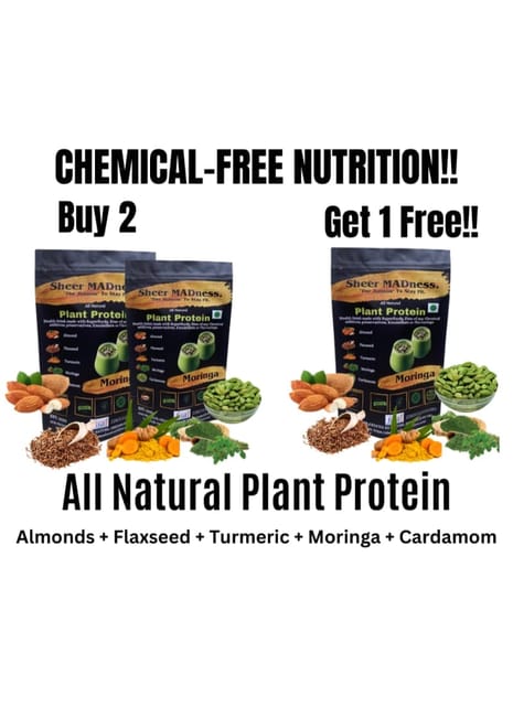 Sheer Madness Plant Protein Moringa 750 gm ( Buy 2 Get 1 Free)