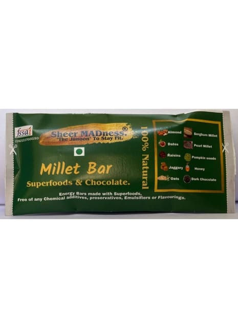 Sheer Madness Millet Bars 100% Natural Each Bar 40gm (Pack Of 10)