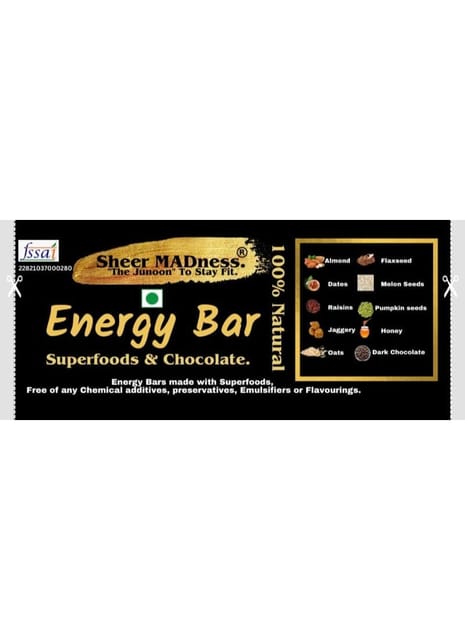 Sheer Madness Energy Bar 100% Natural Each Bar 40gm (Pack Of 10)