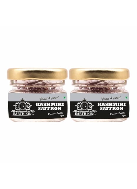 EARTH KING A++ Grade Pure & Natural Kashmiri Saffron Threads |Original Kesar| Kesar/Keshar/Zafran/Jafran – 2GM (Combo Pack of 2)