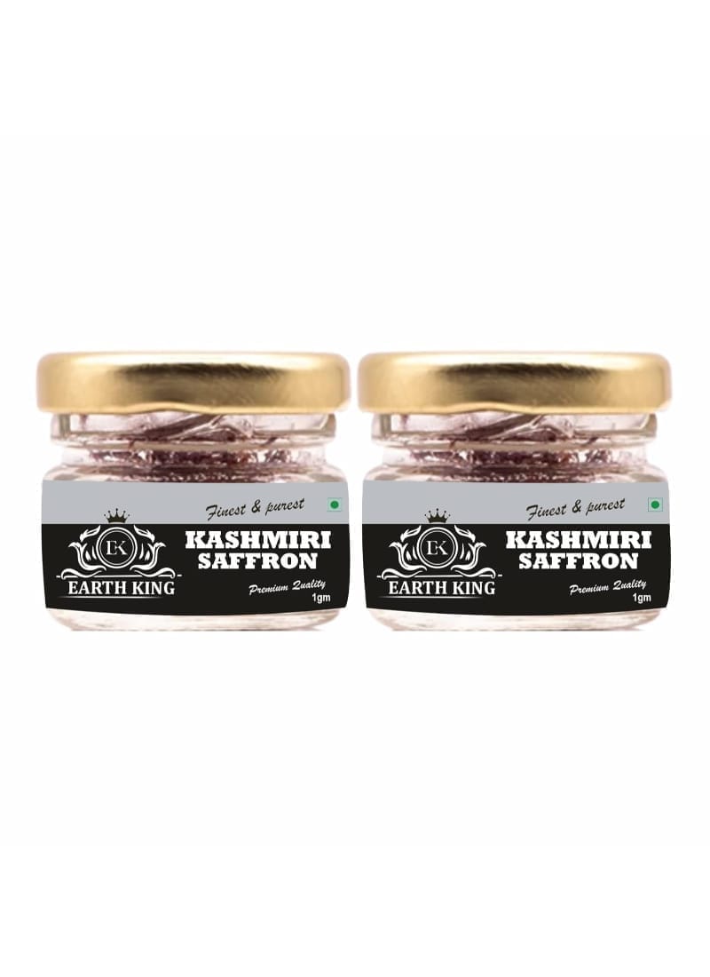 EARTH KING A++ Grade Pure & Natural Kashmiri Saffron Threads |Original Kesar| Kesar/Keshar/Zafran/Jafran – 2GM (Combo Pack of 2)