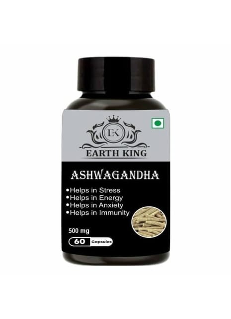 EARTH KING Ashwagandha Capsule for Men & Women - 500mg 60 Capsules