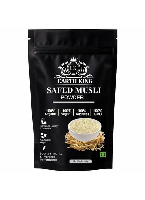 EARTH KING Safed Musli Powder (Chlorophytum Borivilianum) for Men & Women – 100Gm