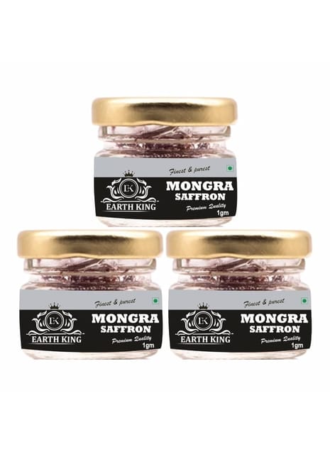 EARTH KING Natural & Finest Grade A++ Mongra Saffron Thread Kesar/Keshar/Zafran/Jafran for Health – 3GM (Combo Pack)