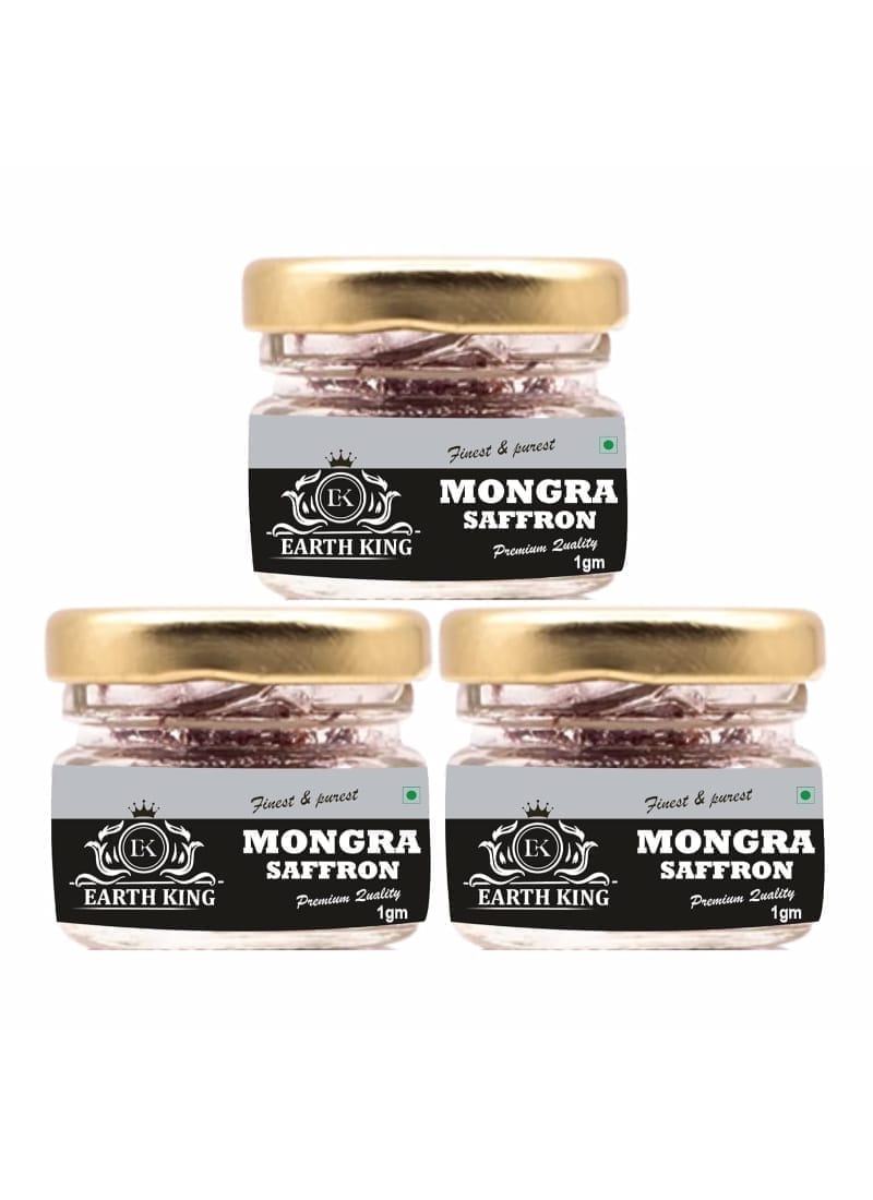 EARTH KING Natural & Finest Grade A++ Mongra Saffron Thread Kesar/Keshar/Zafran/Jafran for Health – 3GM (Combo Pack)