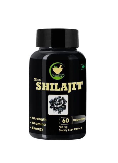 FIJ AYURVEDA Raw Shilajit/Shilajeet Capsule Supports Stamina & Streanght for Men & Women - 500mg 60 Capsules