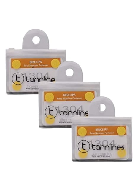 Tannlines BibClips(Set of 6 Clips) - Marathon Race Number Fastener, Pack of 3 ( Yellow )