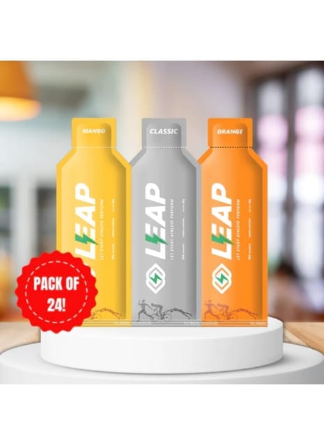 Pack of 24 Leap Energy Gels : Assorted Flavors of 8 Mango-8 Orange-8 Ginger