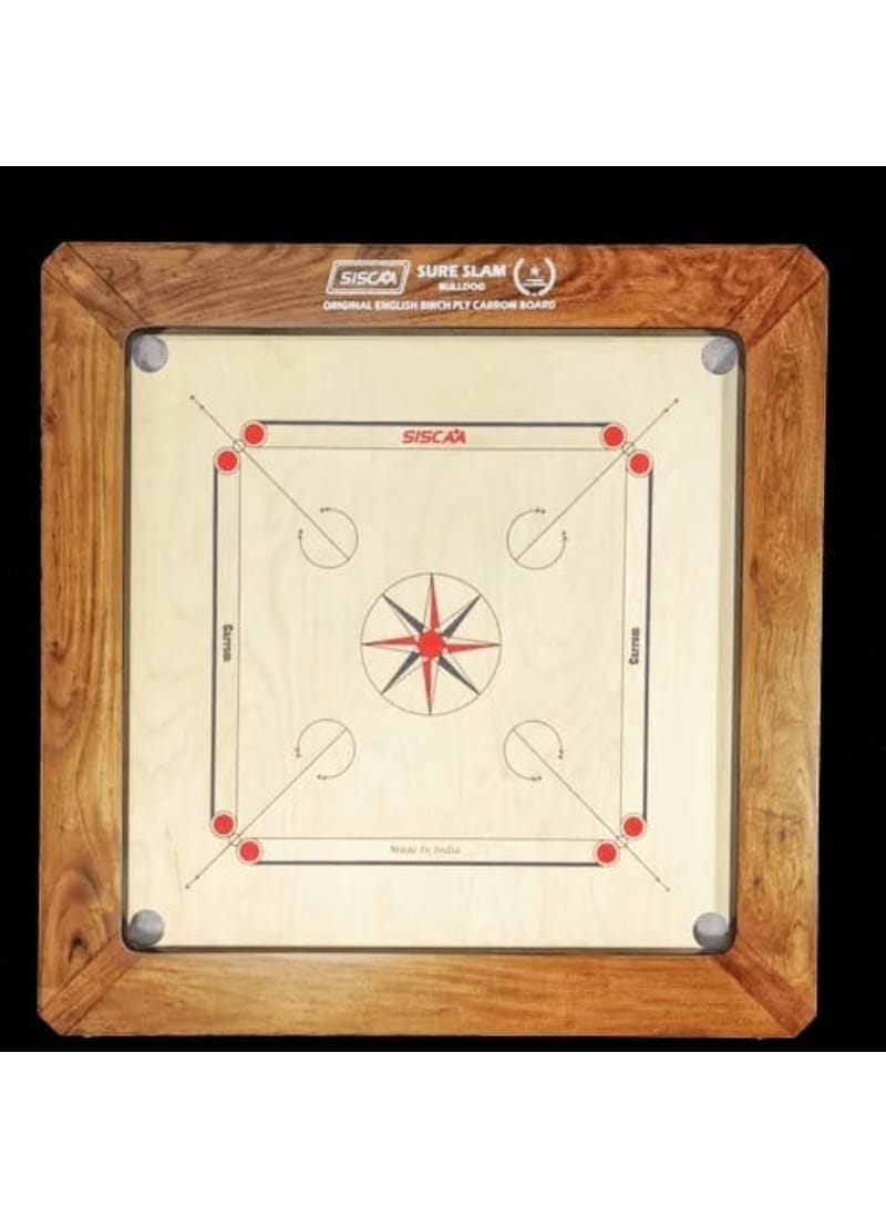 SISCAA Carrom Board Sure SLAM Bulldog Indoor Board Game Approved by Carrom Federation of India & Maharashtra Carrom Association