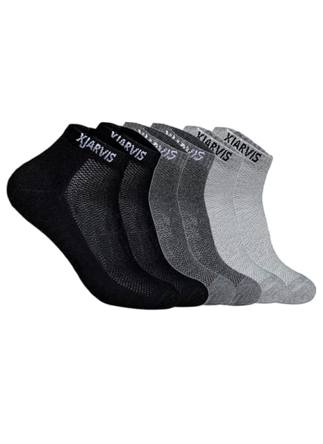 XJARVIS 3 Pairs Ankle Length Half Terry Cotton Bamboo Socks Men & Women Pack of 3 Black, Dark Grey, Grey