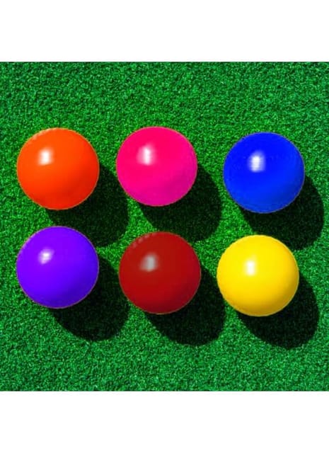 Fitfix® Synthetic PVC Practice Cricket Ball/Wind Balls (85-90 GMS) for - Indoor & Outdoor Street & Beach Cricket Wind Ball Pack of 6 ps (Mix Colour)