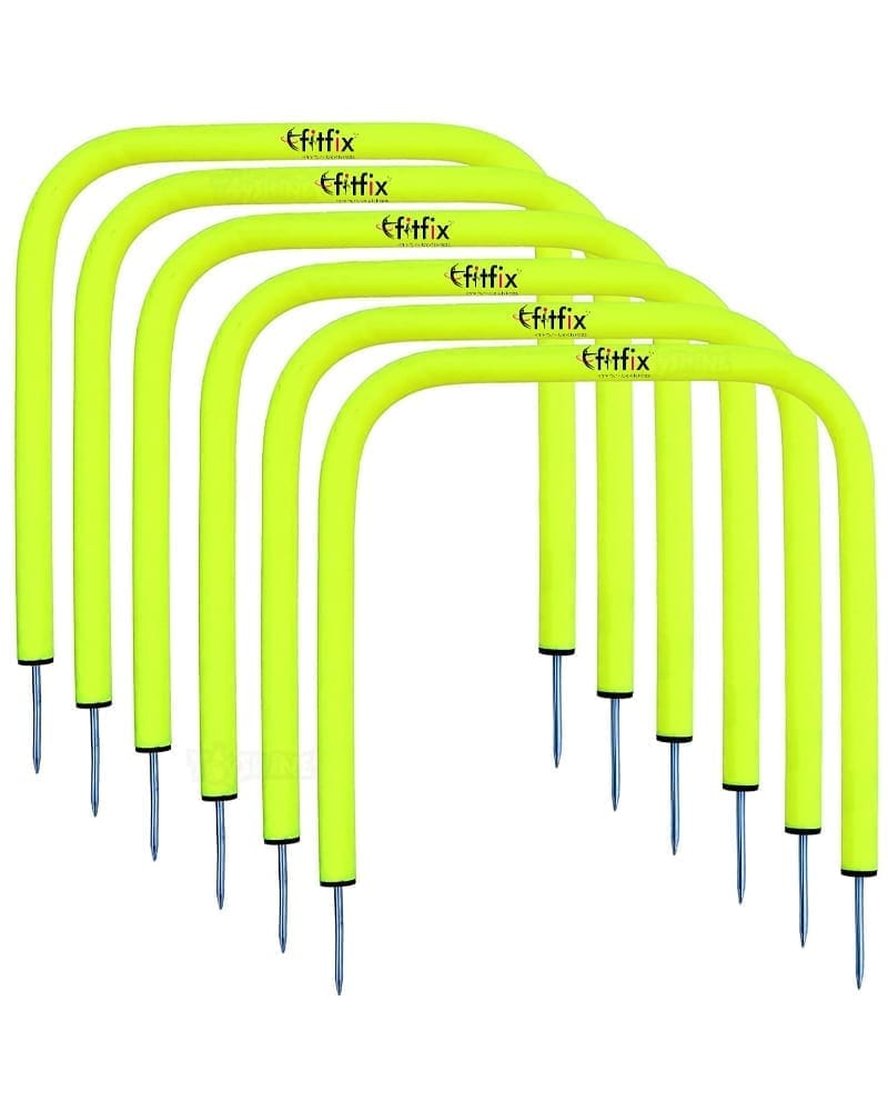 Fitfix® Sports Agility Training Passing Arcs for Soccer Speed Training Set of 5 (Size 12" x 15", Fluorescent Green) (Square)