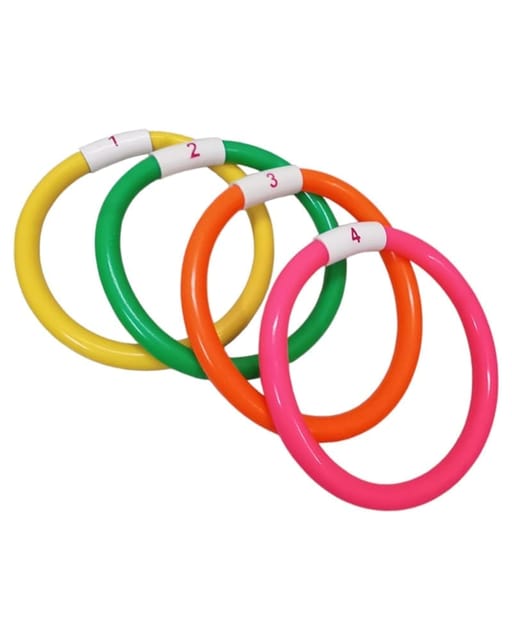 Fitfix® Soft Underwater Pool Diving Sinker Rings! Dive into Fun Multi Colors Age 5+ Pack of 4 Sinker Rings (6-inch) in Storage Bag – Ideal Gift Swimming Toys Diving, Pool Games, Accessories for Kids