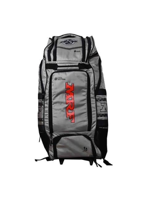 MRF Cricket Kit Bag VK-18 Silver Edition Duffle Wheelie Cricket kit Bag. Multiple Pockets to keep everything organised. Specially Designed for Cricket Lovers Silver.