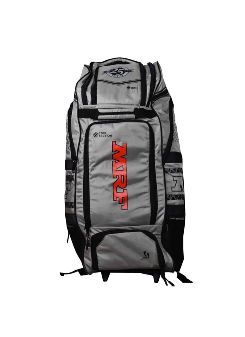 MRF Cricket Kit Bag VK-18 Silver Edition Duffle Wheelie Cricket kit Bag. Multiple Pockets to keep everything organised. Specially Designed for Cricket Lovers Silver.
