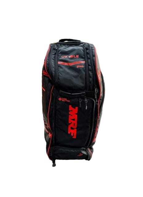 MRF VK-18 LE Shoulder & Wheelie Cricket Kit Bag, Heavy Duty Nylon, 2 Padded Bat Pockets, Adjustable Shoulder Straps, Space for Helmet & Accessories VK-18 LE (Limited Edition)