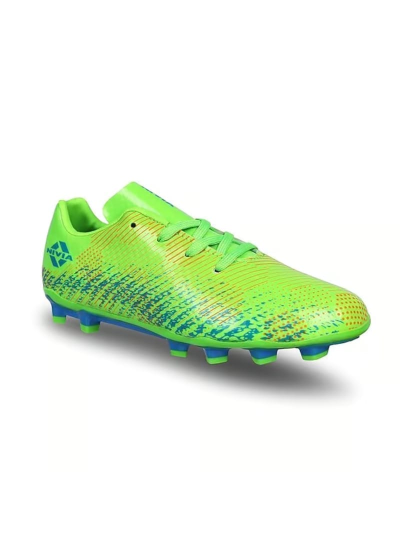 Nivia Encounter 9.0 Synthetic Leather Football Stud, Neon Green Blue