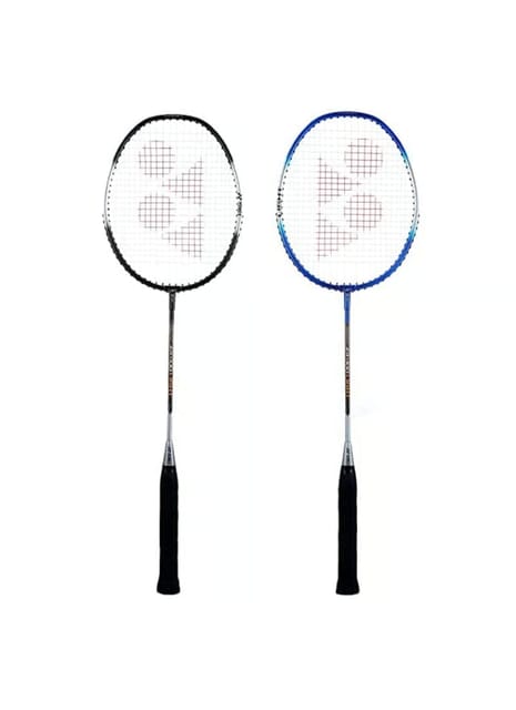 Yonex ZR 100 Light Aluminium Badminton Racquet Pack of 2 with Full Cover | Made in India Black / Blue