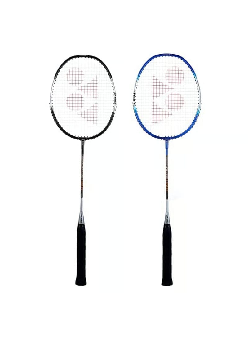 Yonex ZR 100 Light Aluminium Badminton Racquet Pack of 2 with Full Cover | Made in India Black / Blue