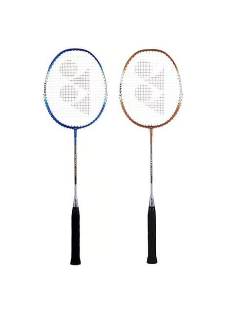 Yonex ZR 100 Light Aluminium Badminton Racquet Pack of 2 with Full Cover | Made in India Blue Orange