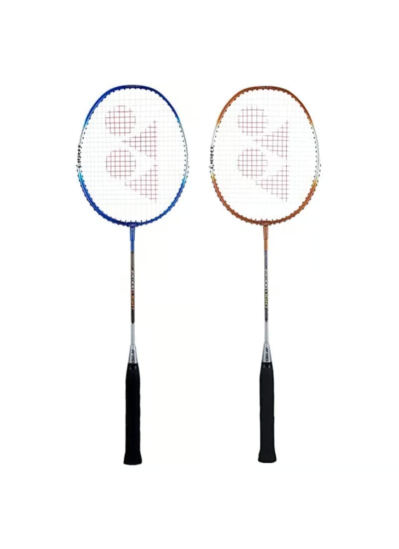 Yonex ZR 100 Light Aluminium Badminton Racquet Pack of 2 with Full Cover | Made in India Blue Orange