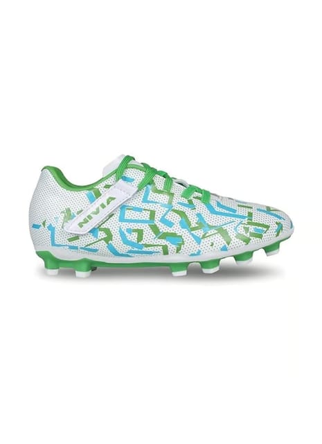 Nivia Encounter 10.0 Football Studs Lightweight Shoe for Kids White Green