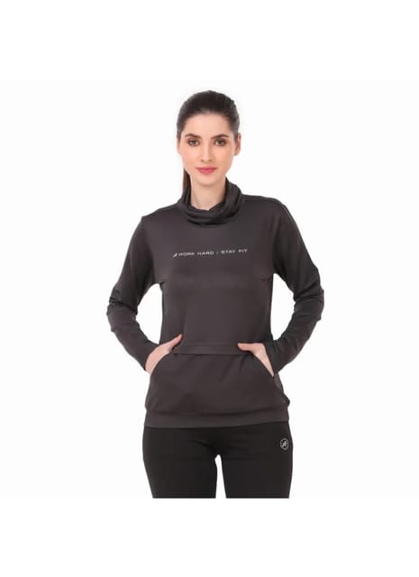 Performance Cowl Neck Tshirt For Women FS (Charcoal)
