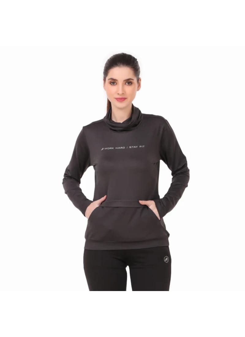 Performance Cowl Neck Tshirt For Women FS (Charcoal)