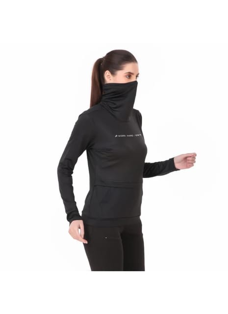 Performance Cowl Neck Tshirt For Women FS (Black)