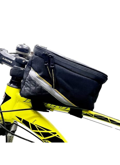 GR GOLDEN RIDERS | Trail | Polyester Bicycle Bag - Mini Top Tube Mobile Pouch Frame Black Color Bag for Cycles