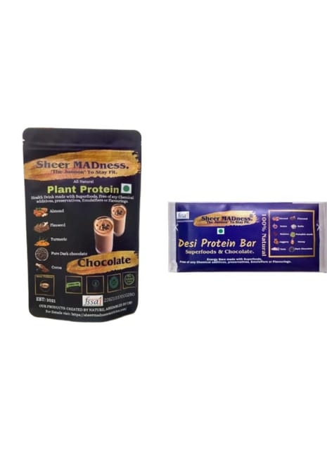 Sheer Madness Desi Protein Bar Pack of 10 / Natural Plant Protein 250 gm Combo